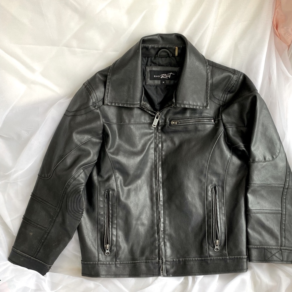 Black Rivet Faux Leather Jacket Size Boys M